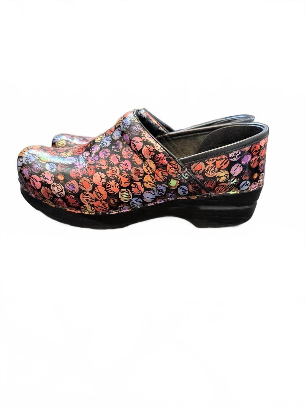 Dansko Viola Dot Cursive Shoes Women's Size 39 EU/ 8-8.5 US  Clogs